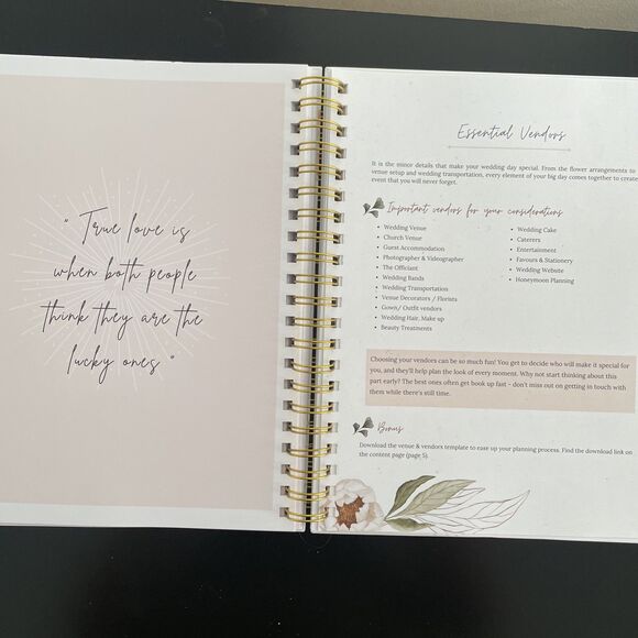Nook Theory Comprehensive Wedding Planner and Keepsake Spiral Bound Floral Gold - Picture 5 of 8